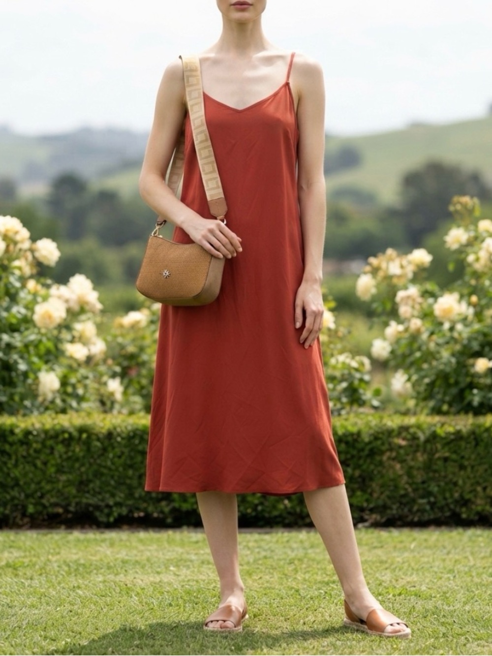 Everyday Slip Midi Dress in Rust for Women